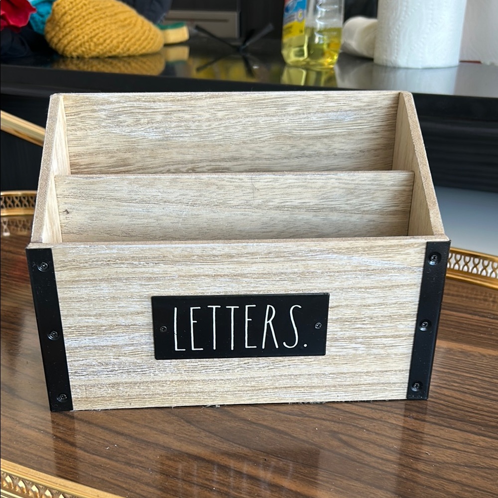 Wooden Letter Organizer with Black Accents